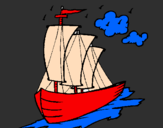 Desenho Barco veleiro pintado por ESTEVAO