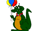 Desenho Crocodilo com balões pintado por miguel