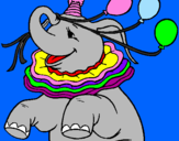 Desenho Elefante com 3 balões pintado por hobra prima