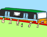 Desenho Passageiros à espera do comboio pintado por indhaya