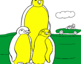 Desenho Familia pinguins pintado por Amanda