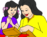 Desenho Mãe e filha pintado por eli