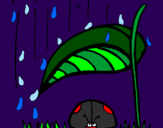Desenho Joaninha protegida da chuva pintado por naah