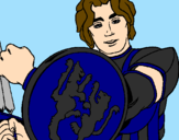 Desenho Cavaleiro com escudo de leão pintado por Luis