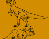 Desenho Tricerátopo e tiranossauro rex pintado por ian