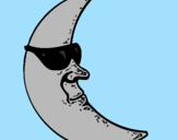 Desenho Lua com óculos de sol pintado por daniel