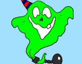 Desenho Fantasma com chapéu de festa pintado por catarina