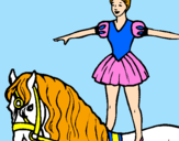 Desenho Trapezista em cima do cavalo pintado por Mônica