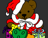 Desenho Ursinho com gorro natalício pintado por Barbara