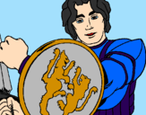 Desenho Cavaleiro com escudo de leão pintado por davi