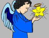 Desenho Anjo e estrela pintado por Lipe