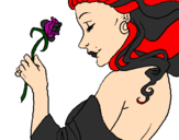 Desenho Princesa com uma rosa pintado por joyce