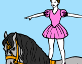 Desenho Trapezista em cima do cavalo pintado por betania