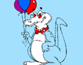 Desenho Crocodilo com balões pintado por kaan cambruzzi