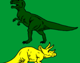 Desenho Tricerátopo e tiranossauro rex pintado por marcelo