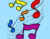 Desenho Notas na escala musical pintado por Rafaela