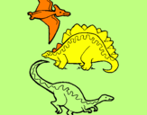 Desenho Três classes de dinossauros pintado por eu