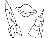 Desenho Foguete pintado por foguete