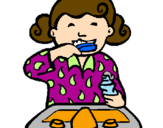 Desenho Menina a lavar os dentes pintado por magda ctba