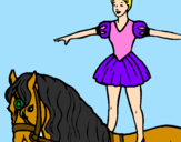 Desenho Trapezista em cima do cavalo pintado por Lalapou