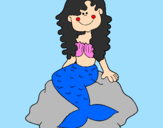 Desenho Sereia sentada numa rocha pintado por  yasmin