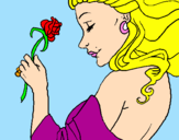 Desenho Princesa com uma rosa pintado por sininho