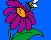 Desenho Margarida com abelha pintado por Sara
