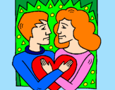 Desenho Rapaz e rapariga apaixonados pintado por renata
