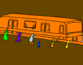 Desenho Passageiros à espera do comboio pintado por joao