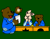 Desenho Professor urso e seus alunos pintado por Lara