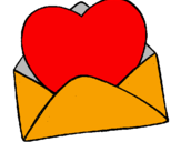 Desenho Coração num envelope pintado por Coração  do  Amor