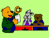 Desenho Professor urso e seus alunos pintado por DANYELL