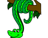 Desenho Serpente pendurada numa árvore pintado por diega