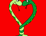 Desenho Serpentes apaixonadas pintado por cobrinhas
