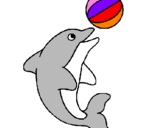 Desenho Golfinho a jogar com uma bola pintado por tamires