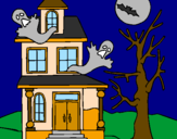 Desenho Casa do terror pintado por Marisa