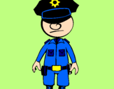 Desenho Agente de polícia pintado por mano 