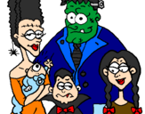 Desenho Família de monstros pintado por elisa