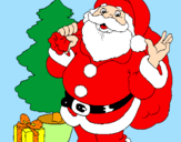 Desenho Santa Claus e uma árvore de natal pintado por ana ,pedro,ju