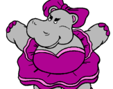 Desenho Hipopótamo com laço pintado por leticia