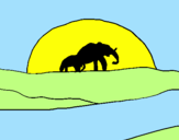 Desenho Elefante ao amanhecer pintado por maria eduarda