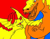 Desenho Luta de dinossauros pintado por antonio