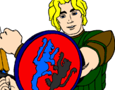 Desenho Cavaleiro com escudo de leão pintado por leonardo setti