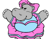 Desenho Hipopótamo com laço pintado por ana  luisa