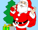 Desenho Santa Claus e uma árvore de natal pintado por linny
