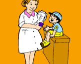 Desenho Enfermeira e menino pintado por Isa Steiner