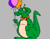 Desenho Crocodilo com balões pintado por Luciana M