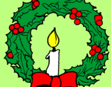 Desenho Coroa de natal e uma vela pintado por gemeas
