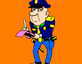 Desenho Polícia a passar multas pintado por aguilar