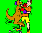 Desenho Canguro boxeador pintado por isadora